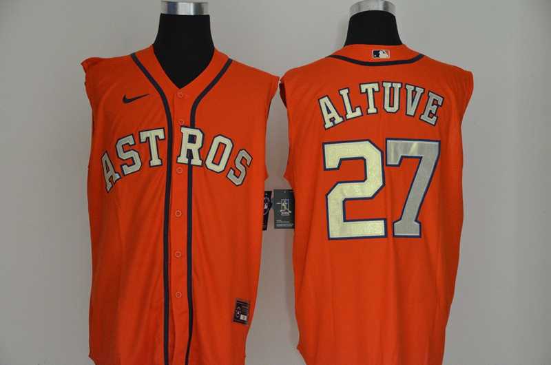 Astros 27 Jose Altuve Orange Nike Cool Base Sleeveless Jersey,We sell and wholesale Astros 27 Jose Altuve Orange Nike Cool Base Sleeveless Jersey on line form chian!
